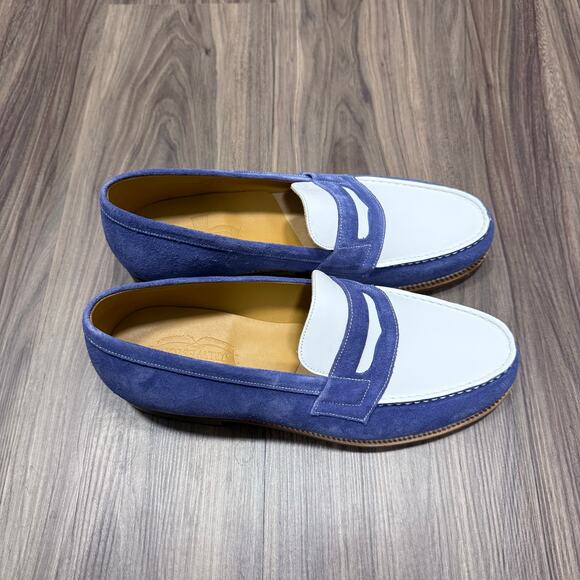 NIB J.M. Weston 180 Blue & White Penny Loafers Size 9US / 8UK main image 10